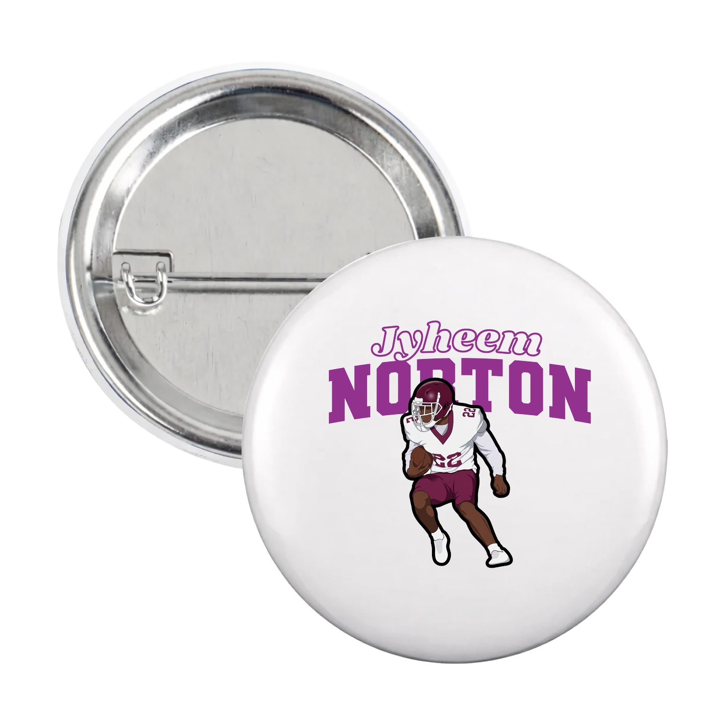 Game Day Button — Name Arch in White