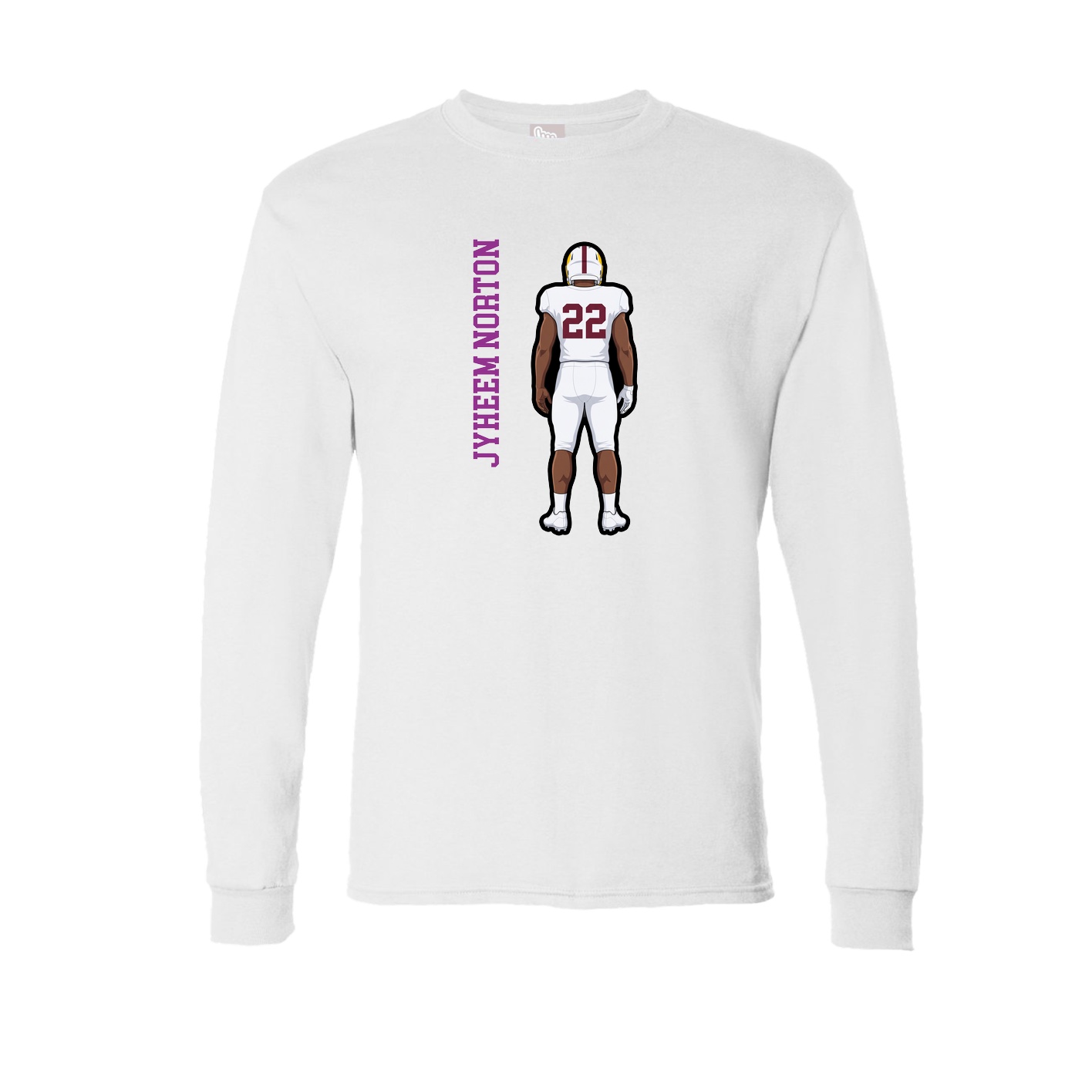 Long Sleeve Tee — Name Vertical in White