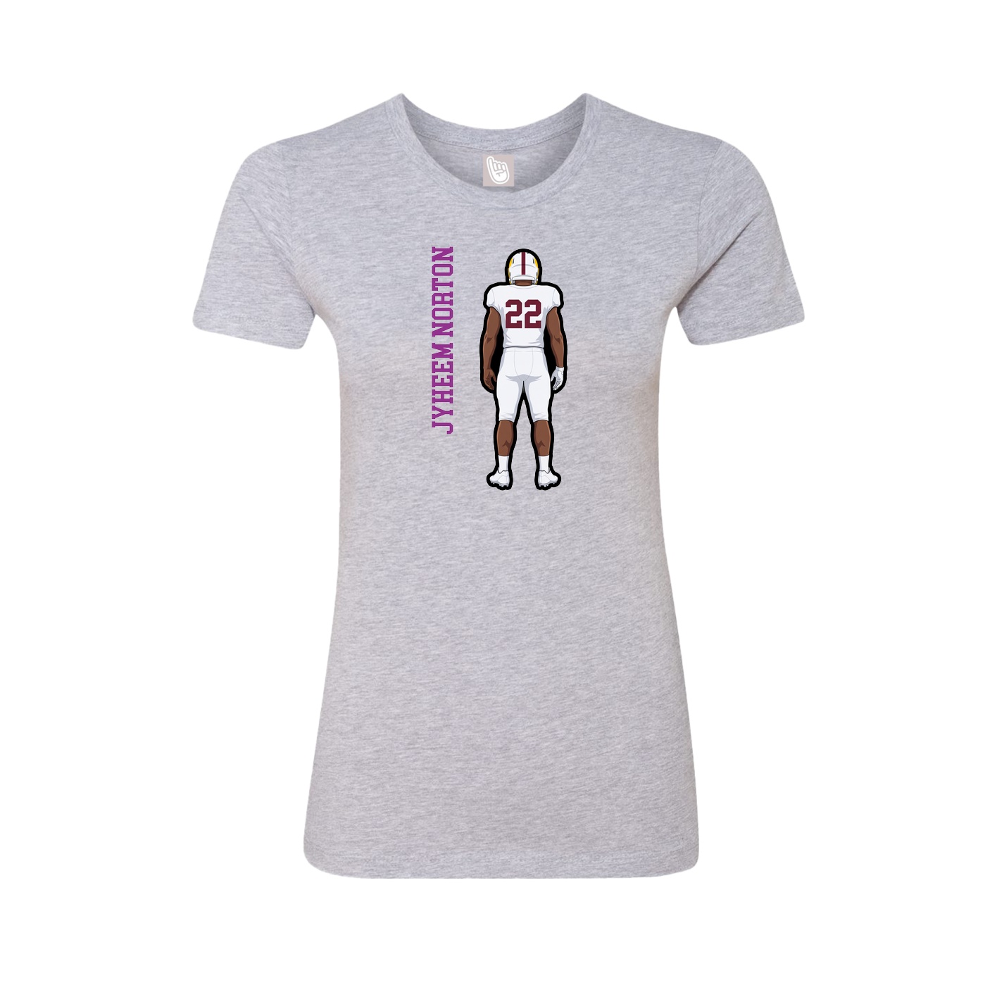 Fitted Women's Tee — Name Vertical in Grey