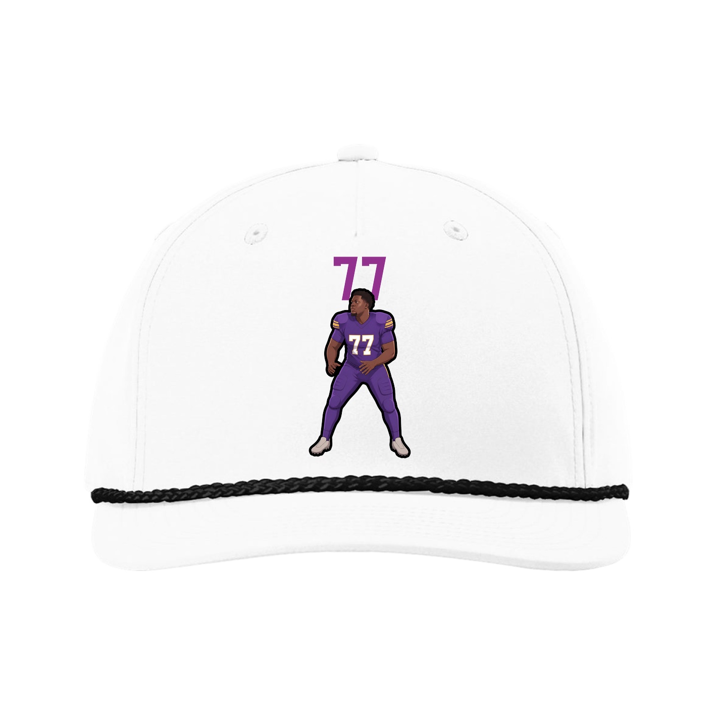 Five-Panel Classic Rope Cap — Number Top in White