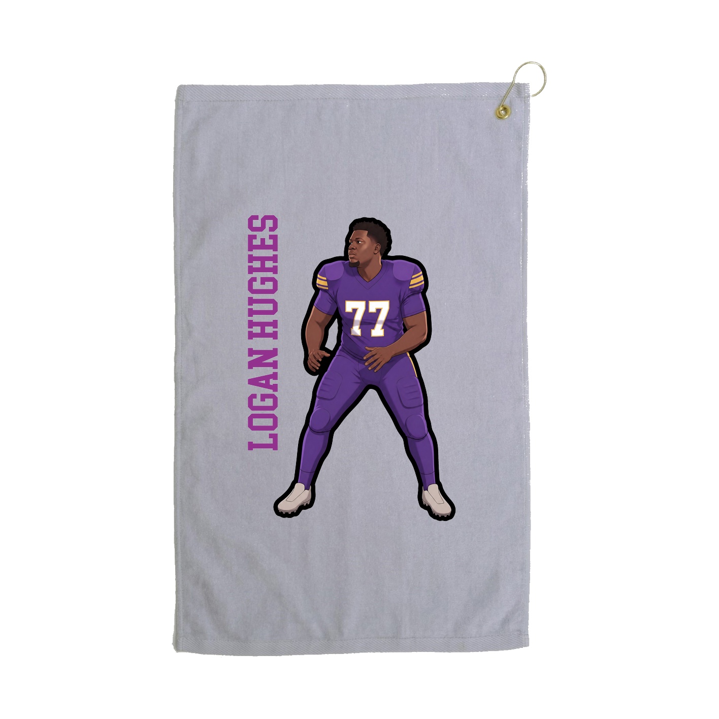 Golf Towel — Name Vertical in Grey