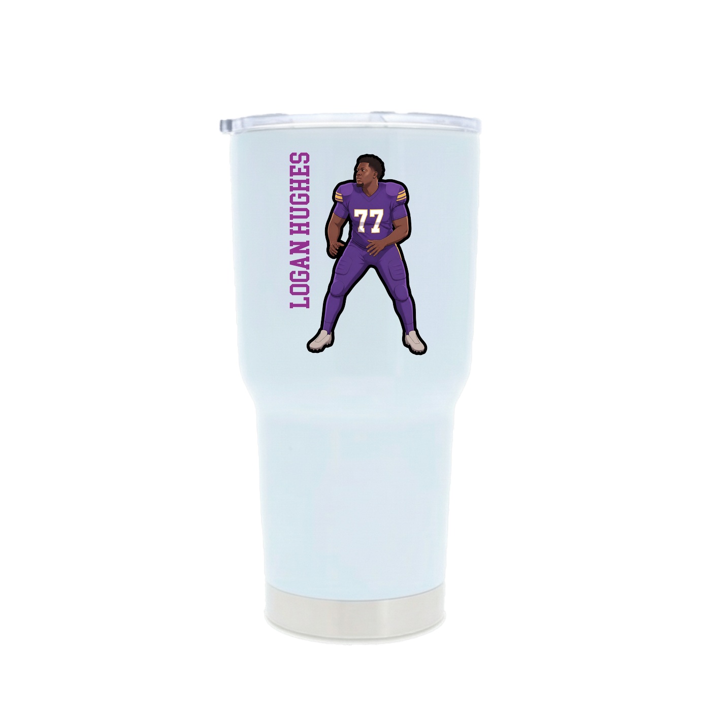 30oz Stainless Steel Tumbler — Name Vertical in White