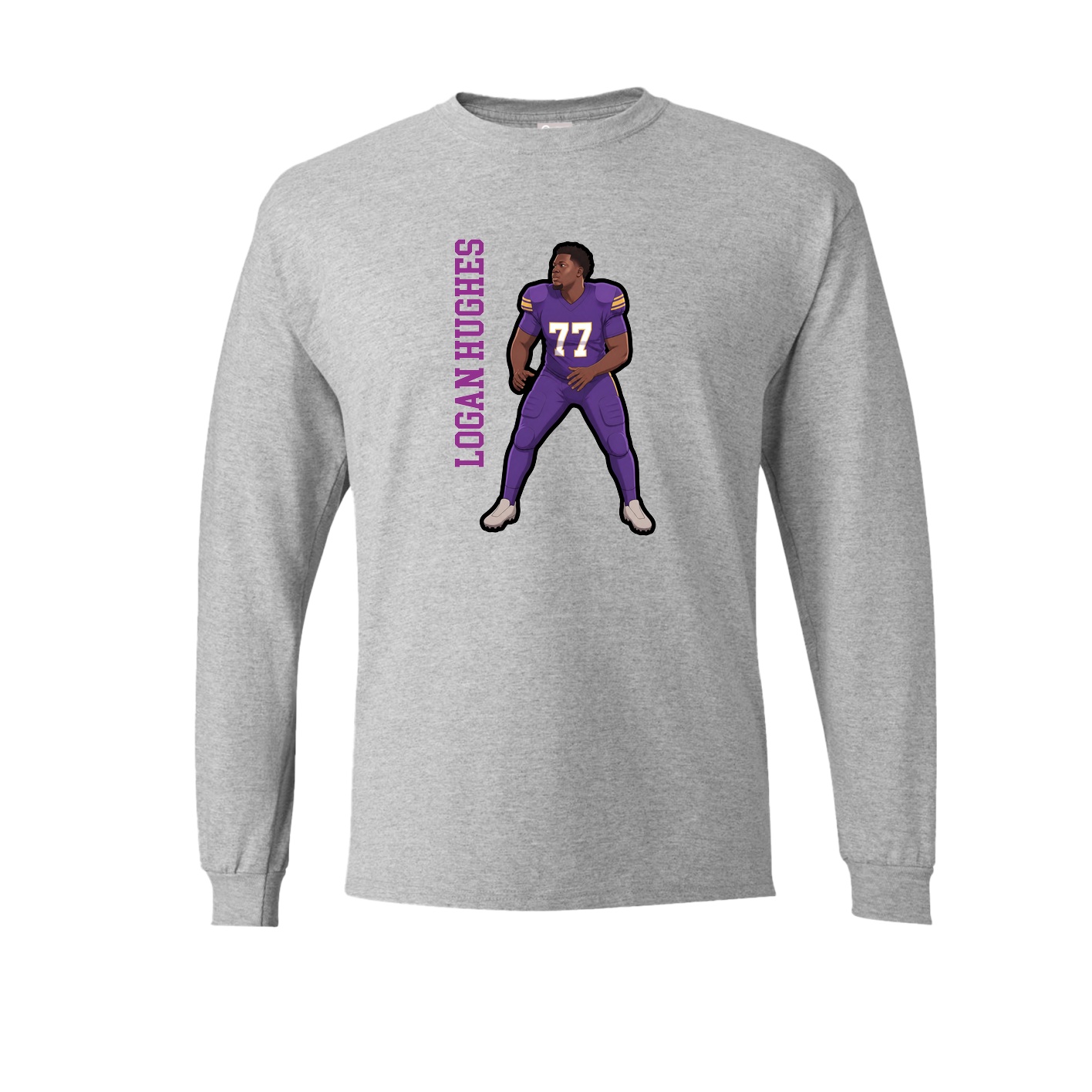 Long Sleeve Tee — Name Vertical in Grey