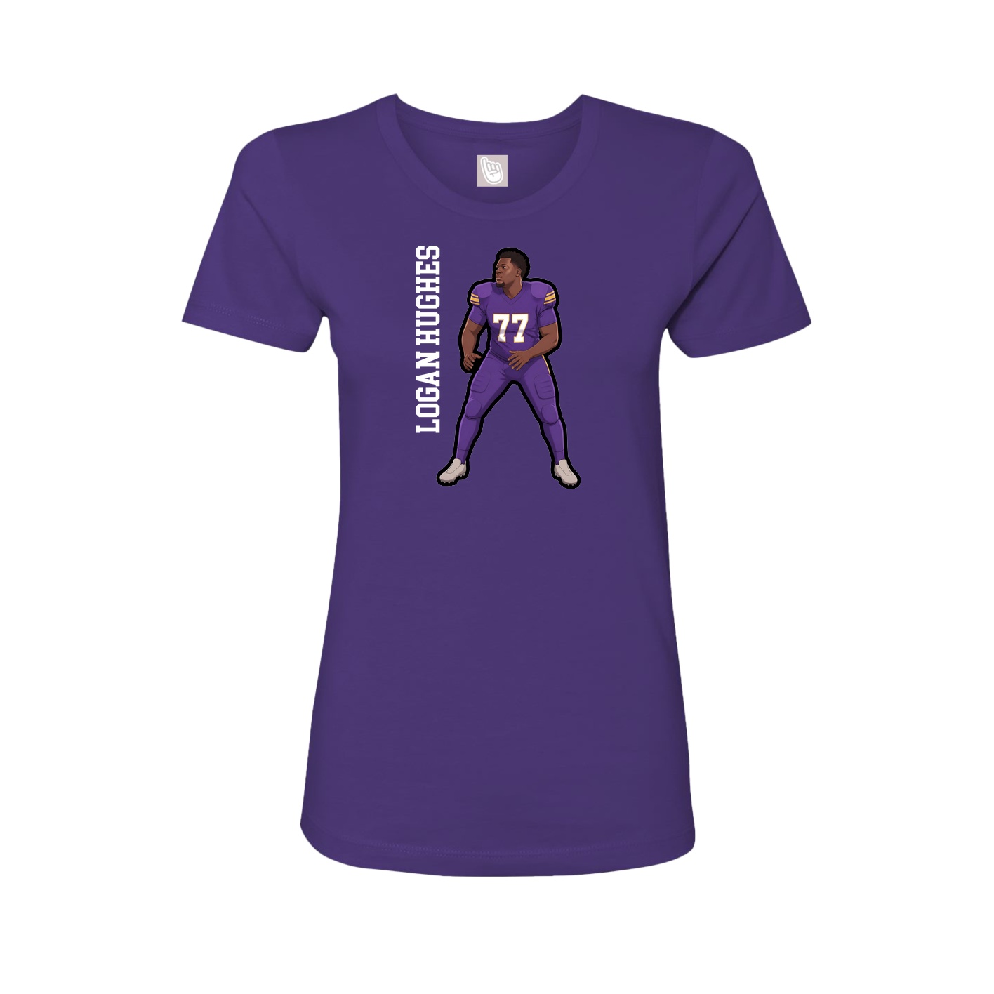 Fitted Women's Tee — Name Vertical in Purple