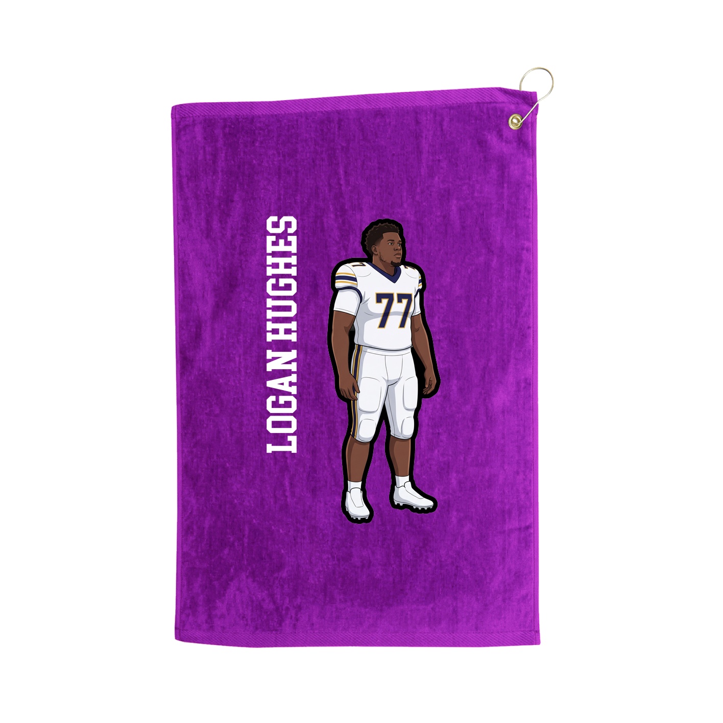 Golf Towel — Name Vertical in Purple