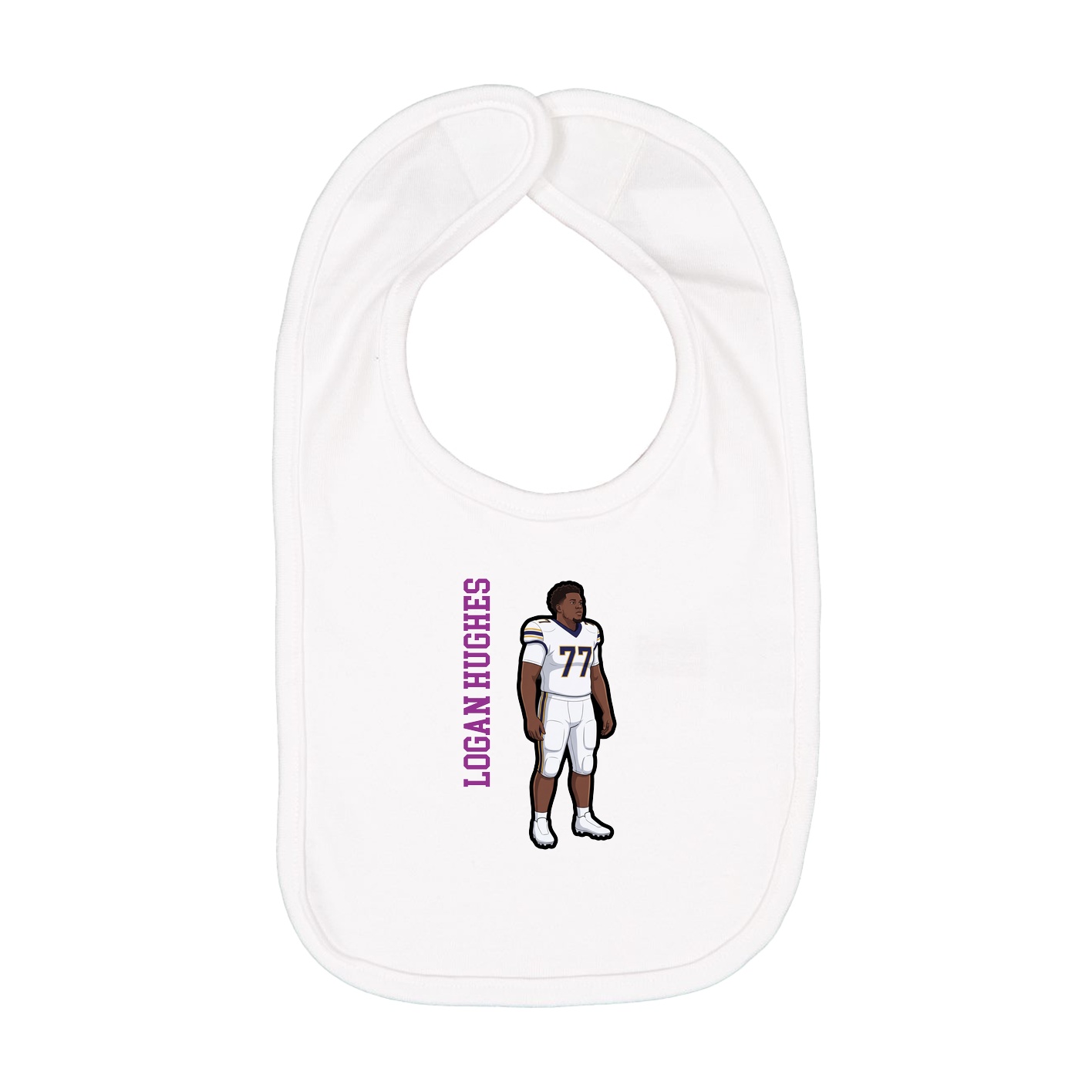 Infant Bib — Name Vertical in White