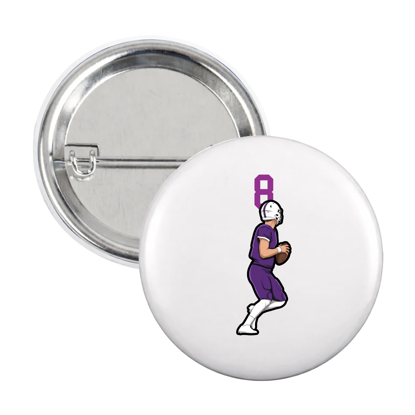 Game Day Button — Number Top in White