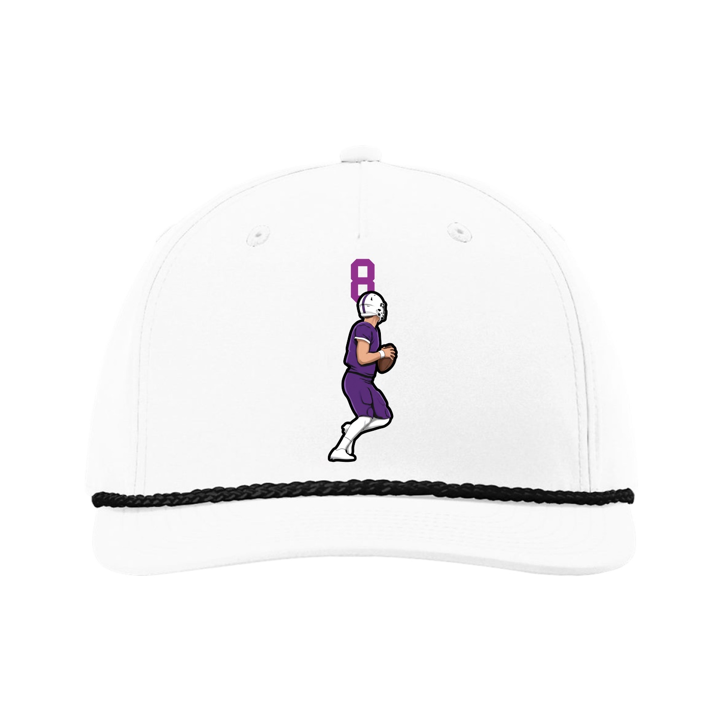 Five-Panel Classic Rope Cap — Number Top in White