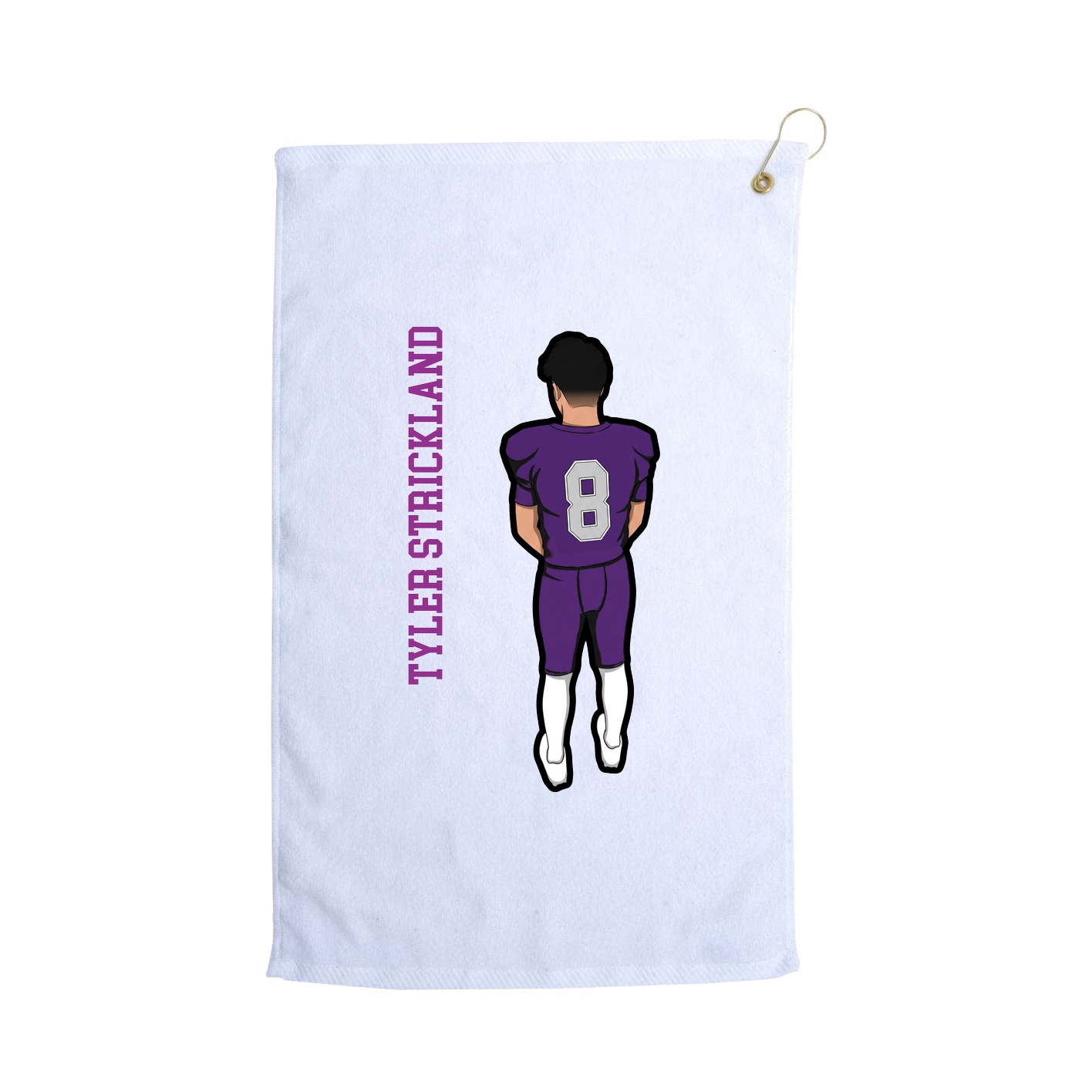 Golf Towel — Name Vertical in White