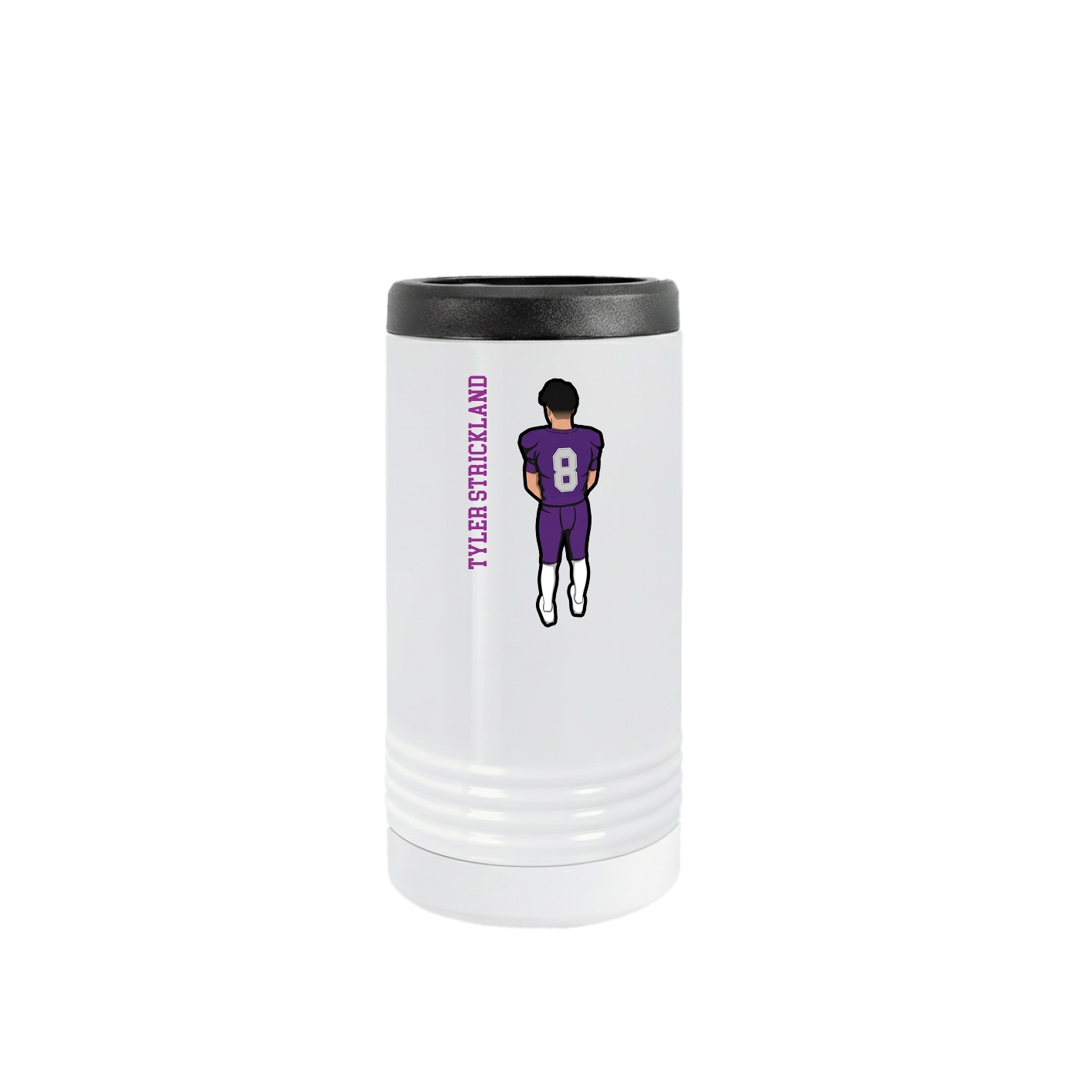 Slim Beverage Holder — Name Vertical in White