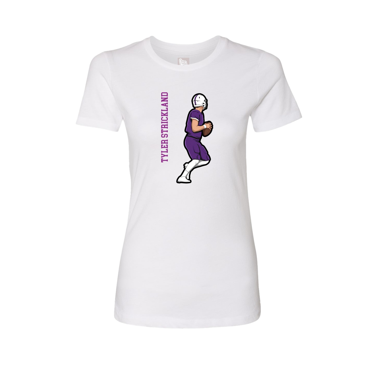 Fitted Women's Tee — Name Vertical in White