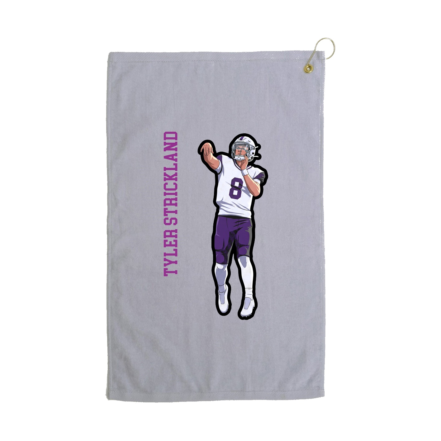 Golf Towel — Name Vertical in Grey