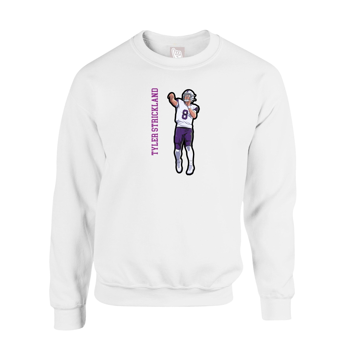 Fleece Crew — Name Vertical in White