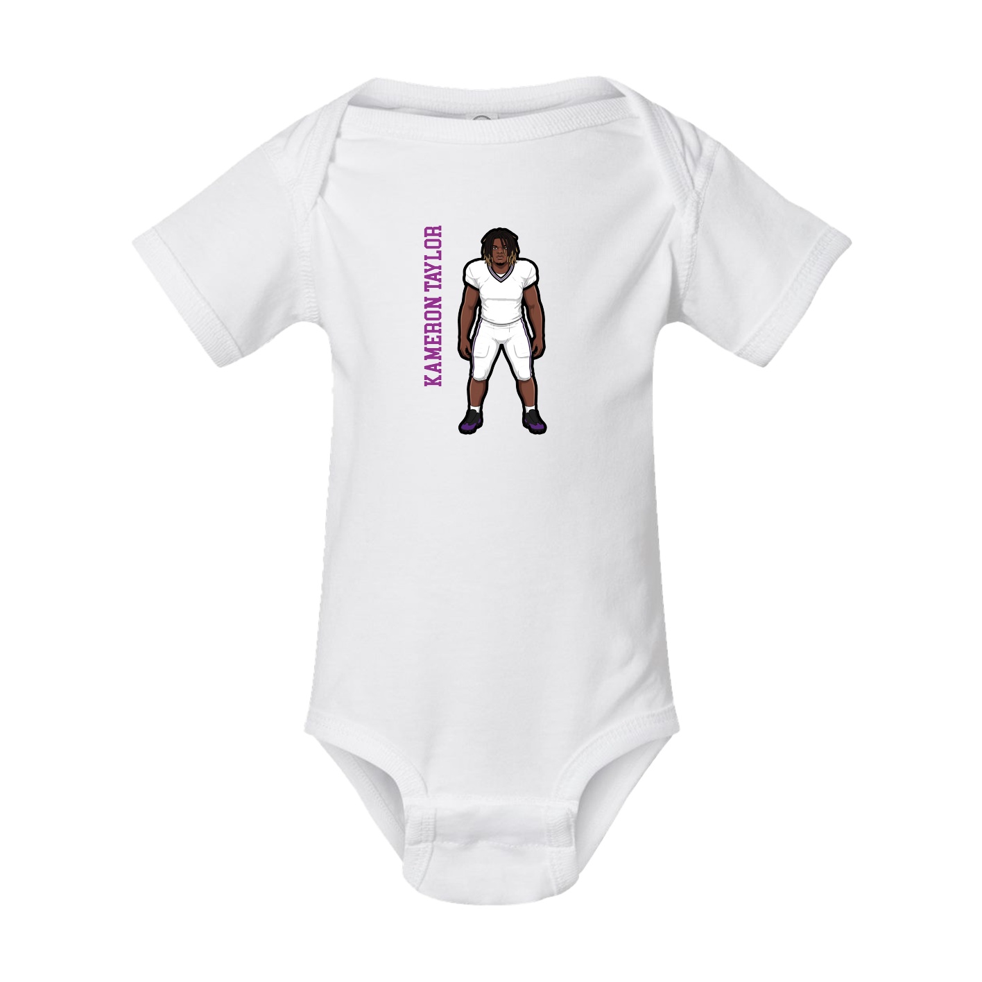 Baby Onesie — Name Vertical in White