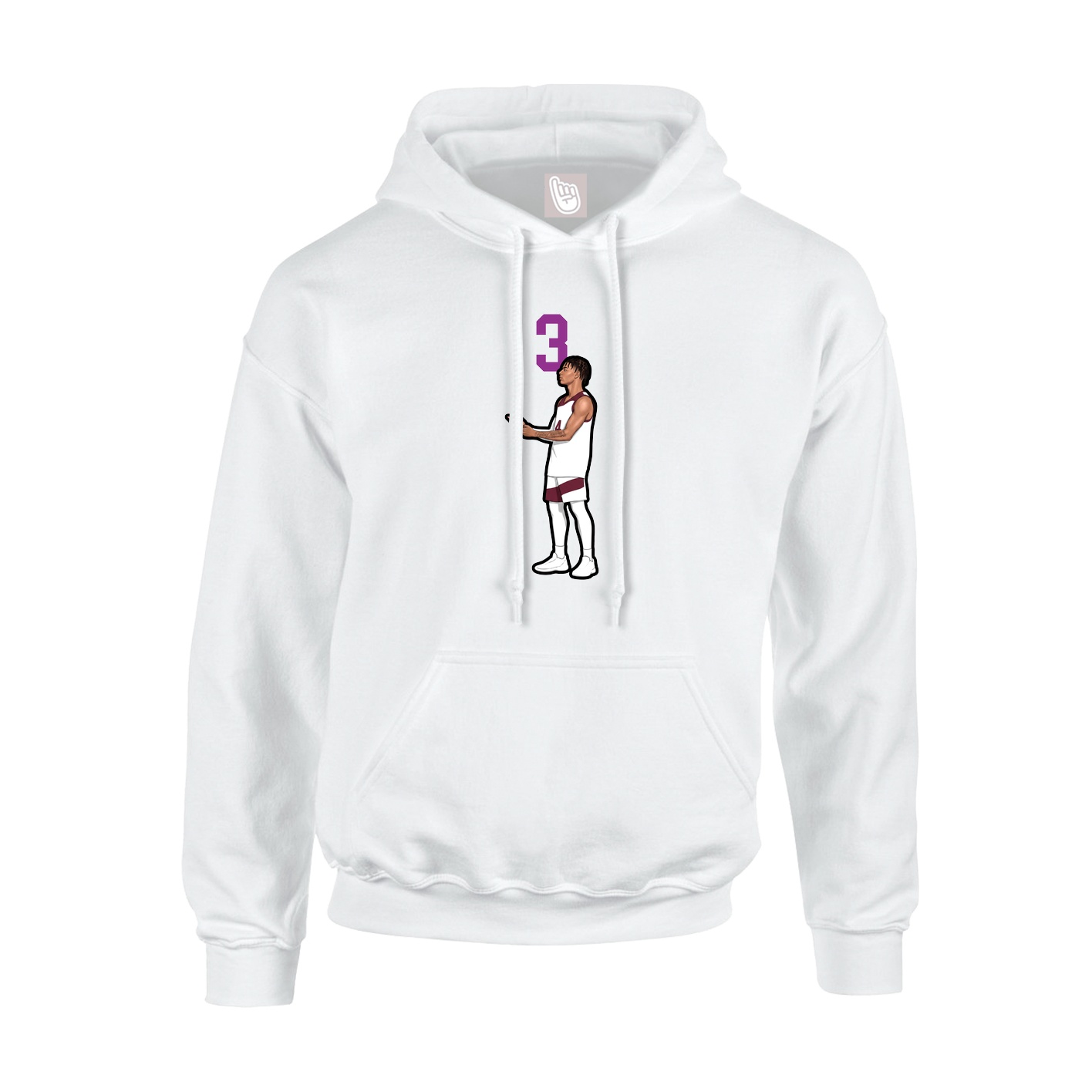 Youth Hoodie — Number Top in White
