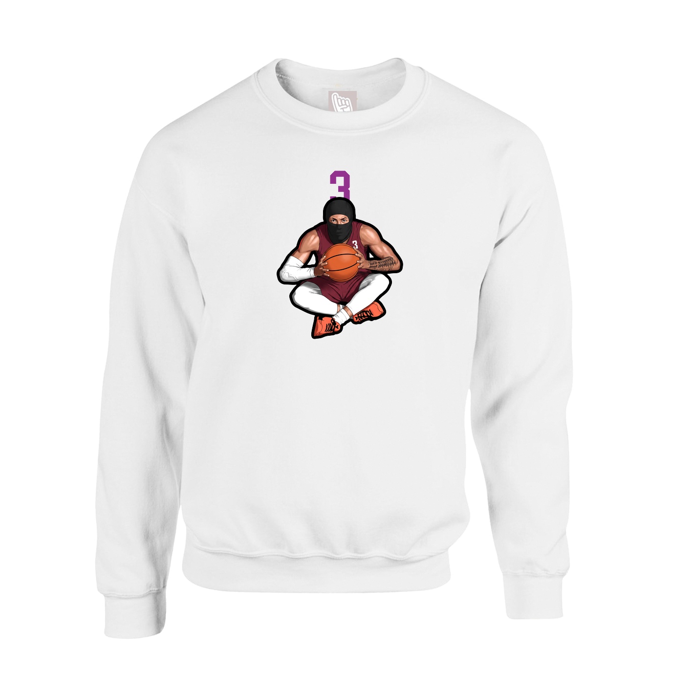 Fleece Crew — Number Top in White