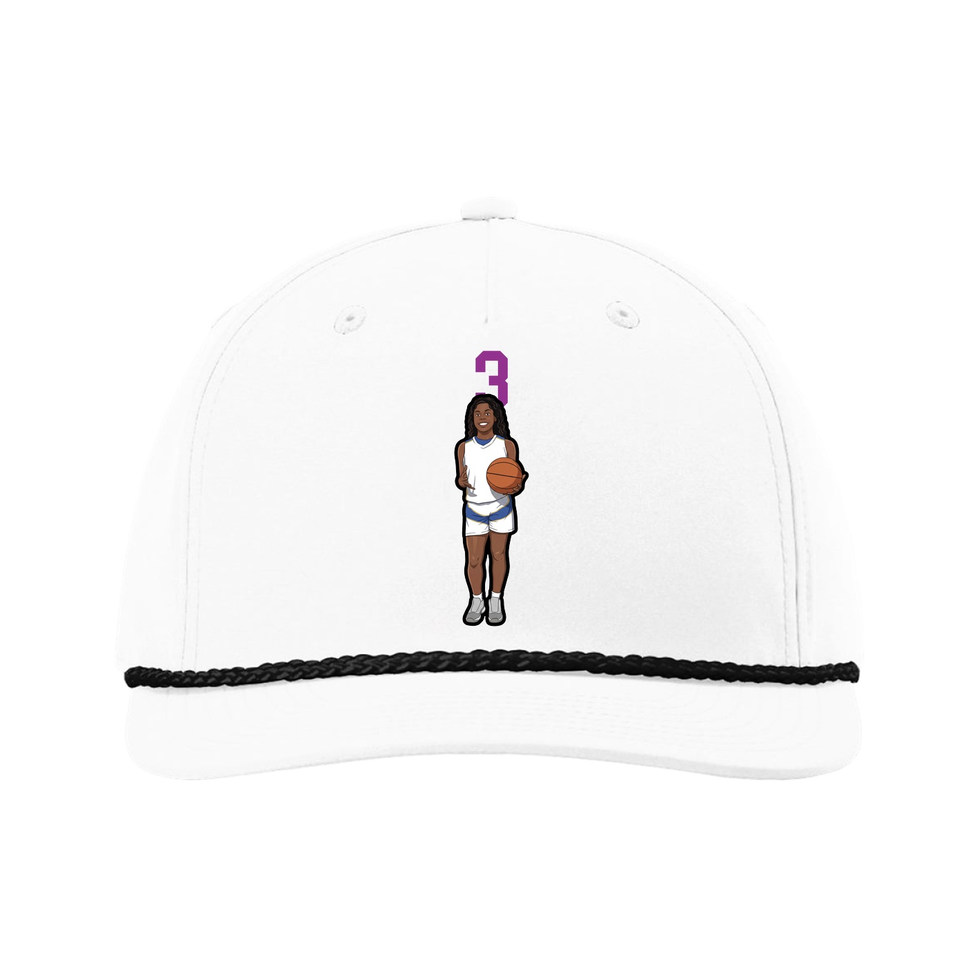 Five-Panel Classic Rope Cap — Number Top in White