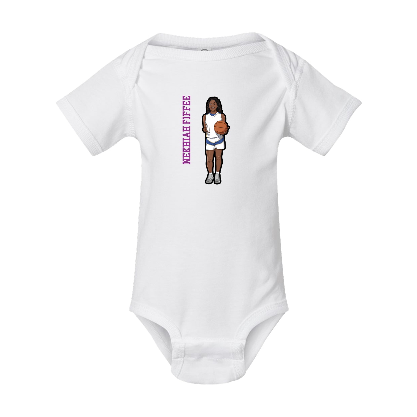 Baby Onesie — Name Vertical in White