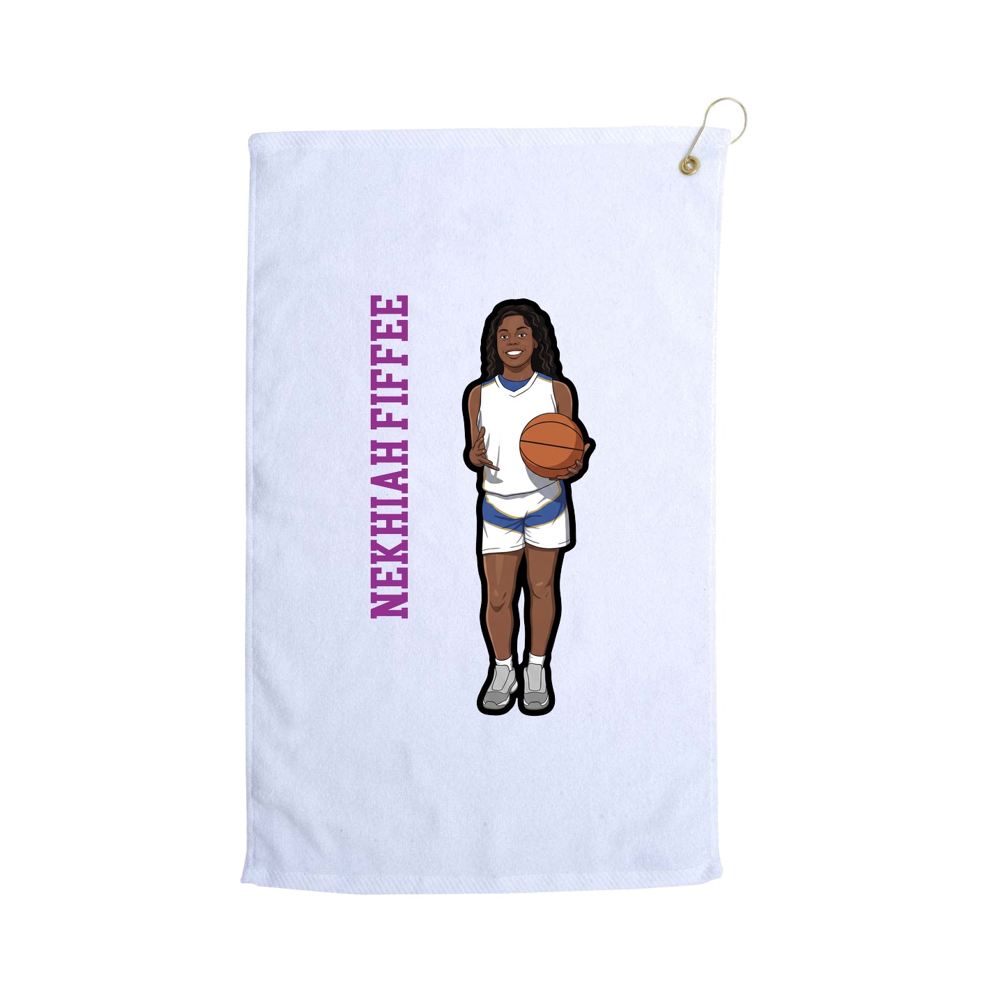 Golf Towel — Name Vertical in White