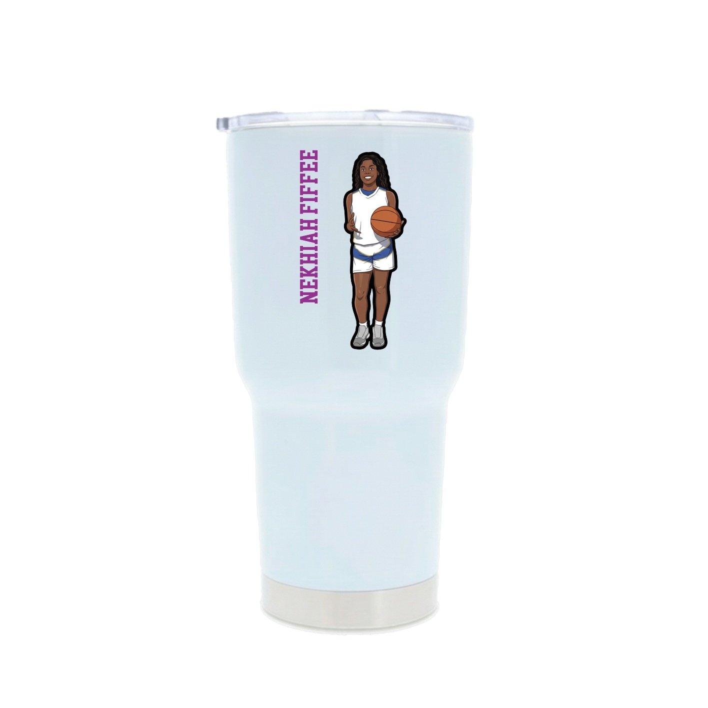 30oz Stainless Steel Tumbler — Name Vertical in White