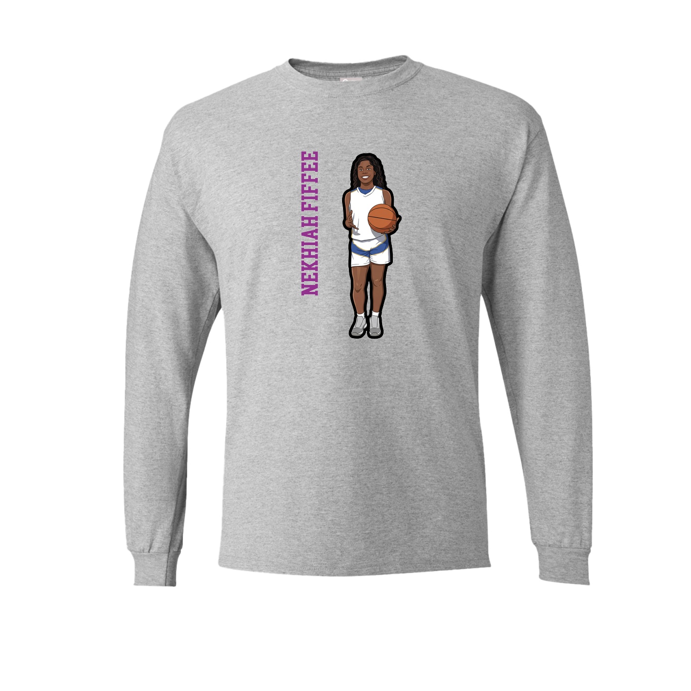 Long Sleeve Tee — Name Vertical in Grey