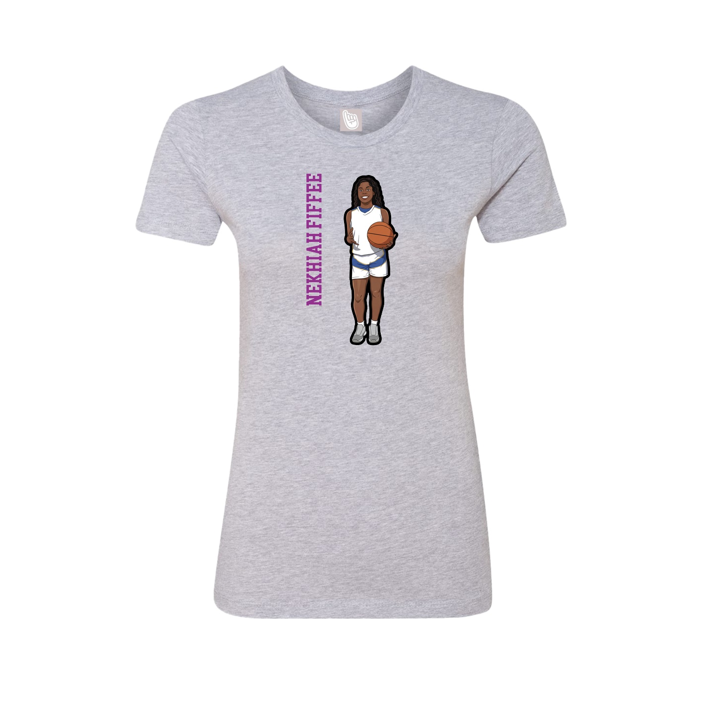 Fitted Women's Tee — Name Vertical in Grey