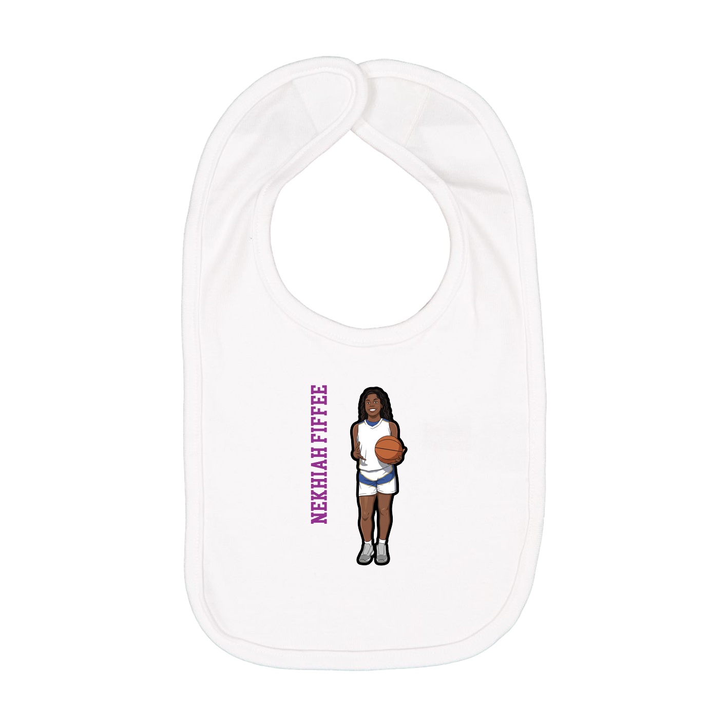 Infant Bib — Name Vertical in White