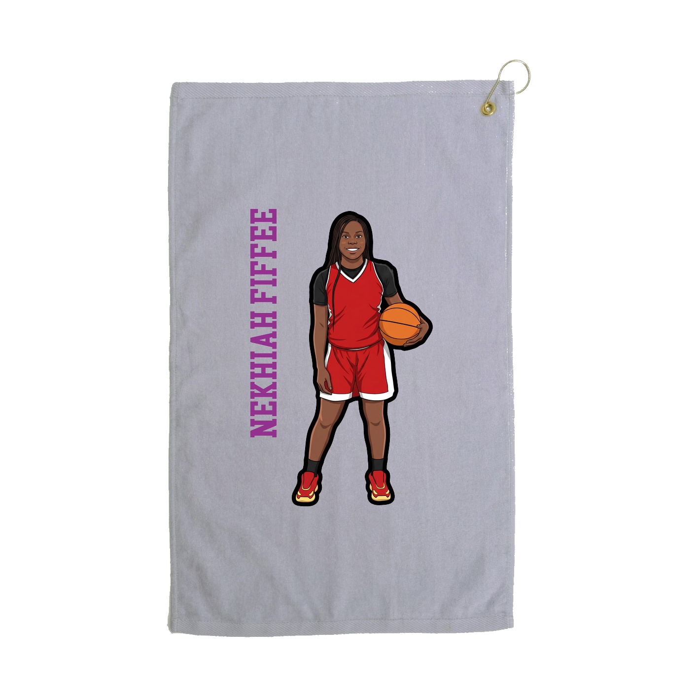 Golf Towel — Name Vertical in Grey
