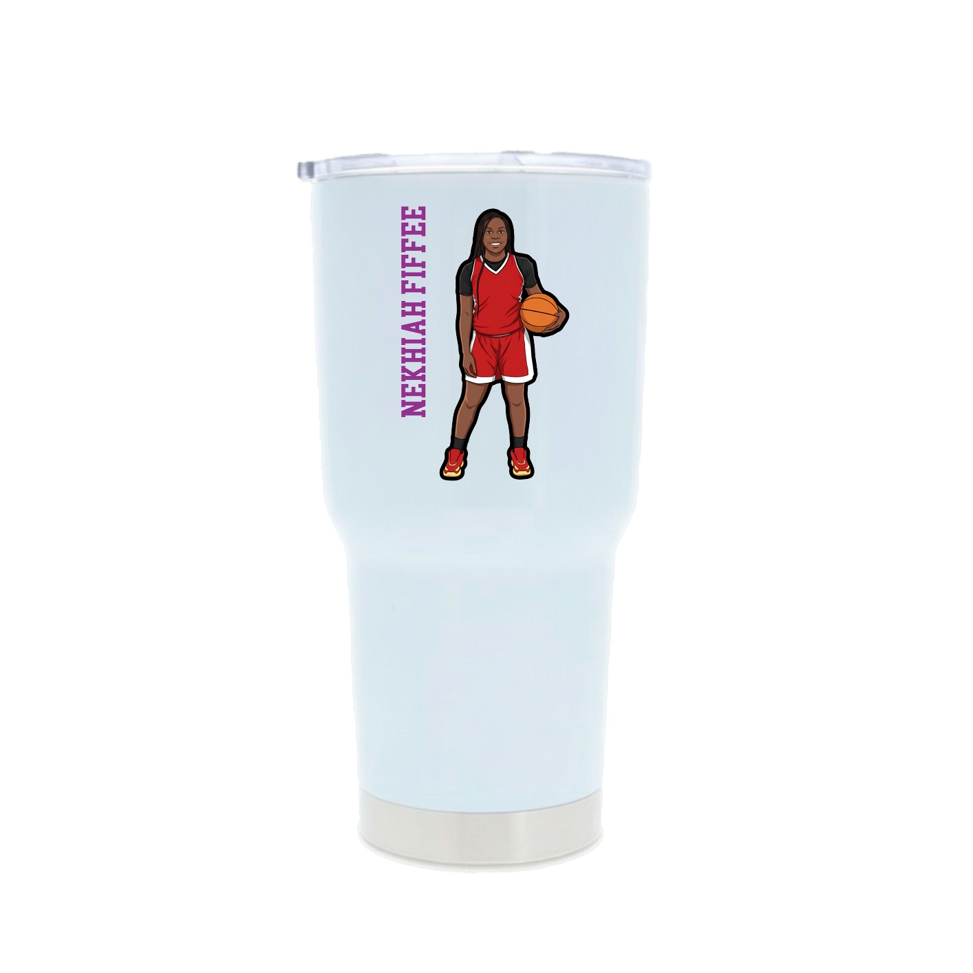 30oz Stainless Steel Tumbler — Name Vertical in White