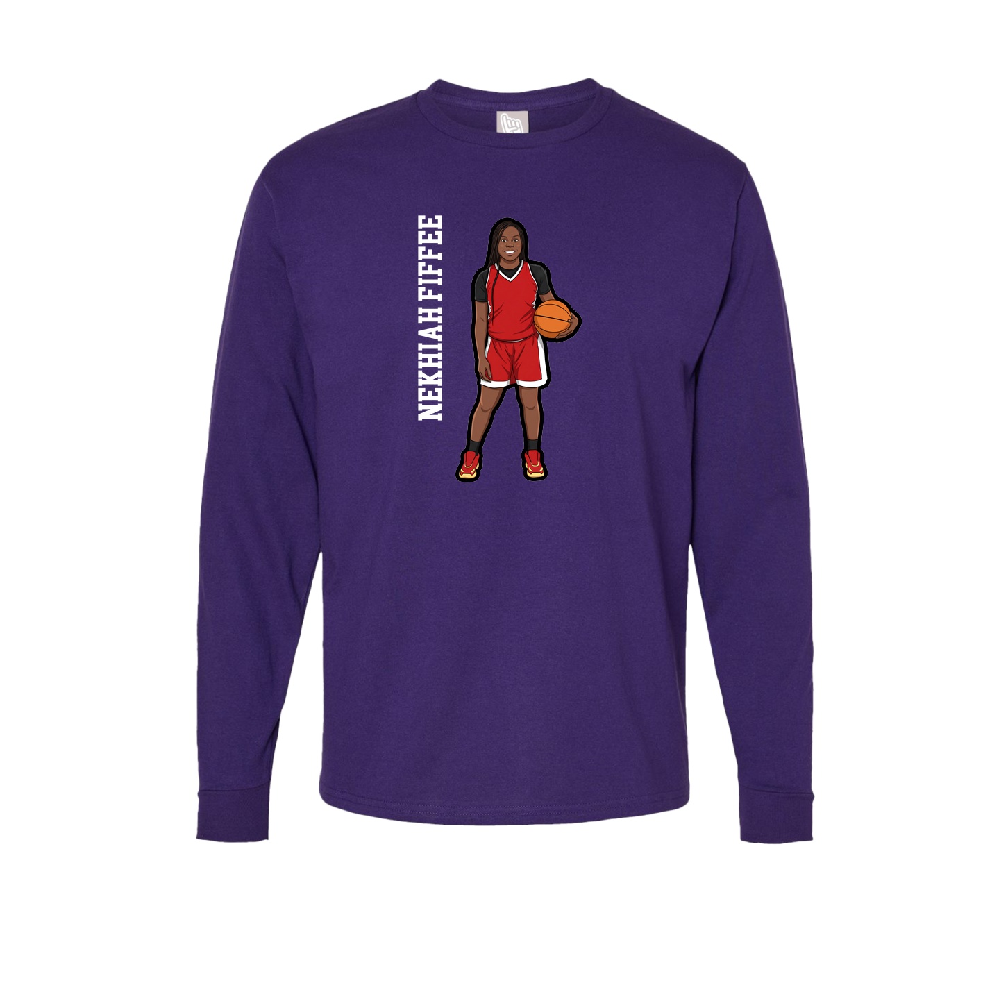 Long Sleeve Tee — Name Vertical in Purple