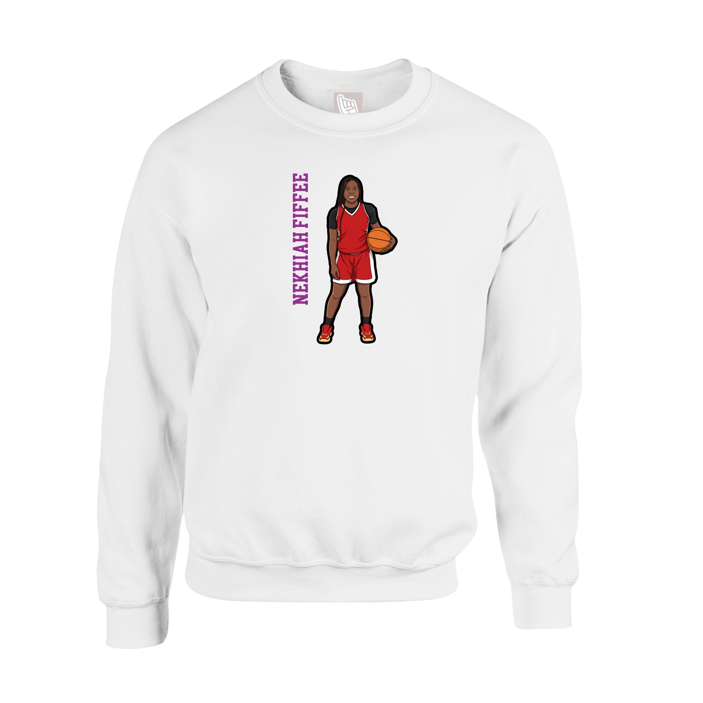 Fleece Crew — Name Vertical in White