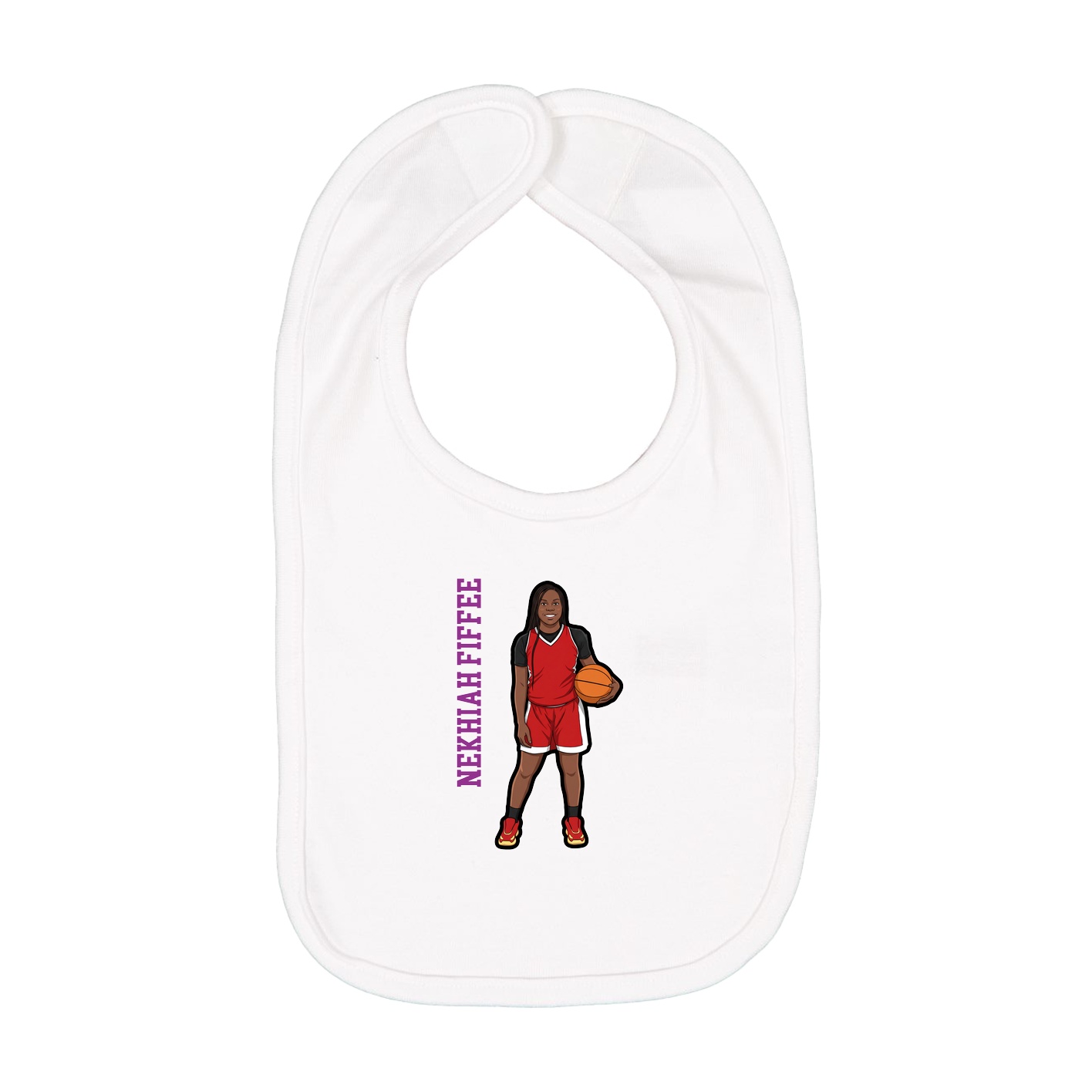 Infant Bib — Name Vertical in White