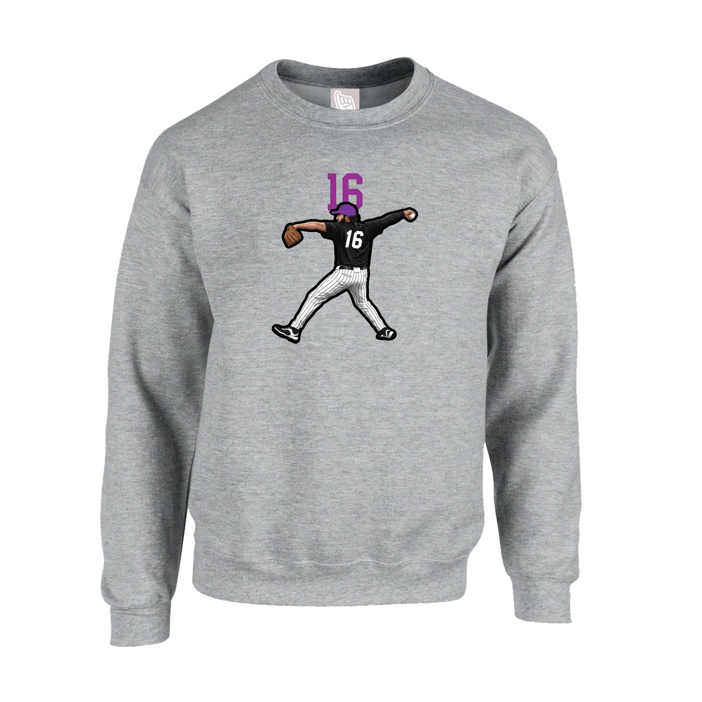 Fleece Crew — Number Top in Grey