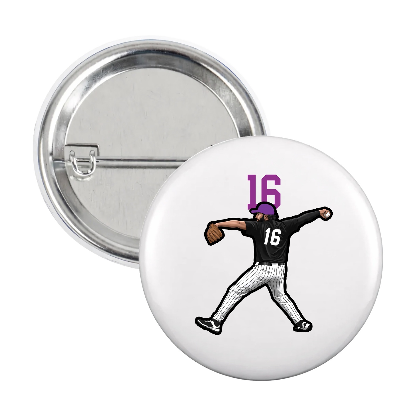 Game Day Button — Number Top in White