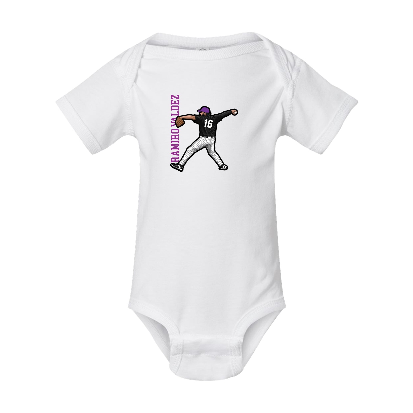 Baby Onesie — Name Vertical in White