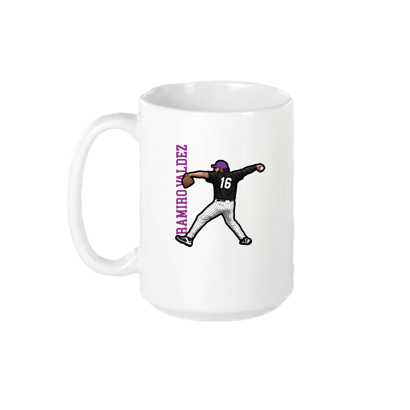 15oz Coffee Mug — Name Vertical in White