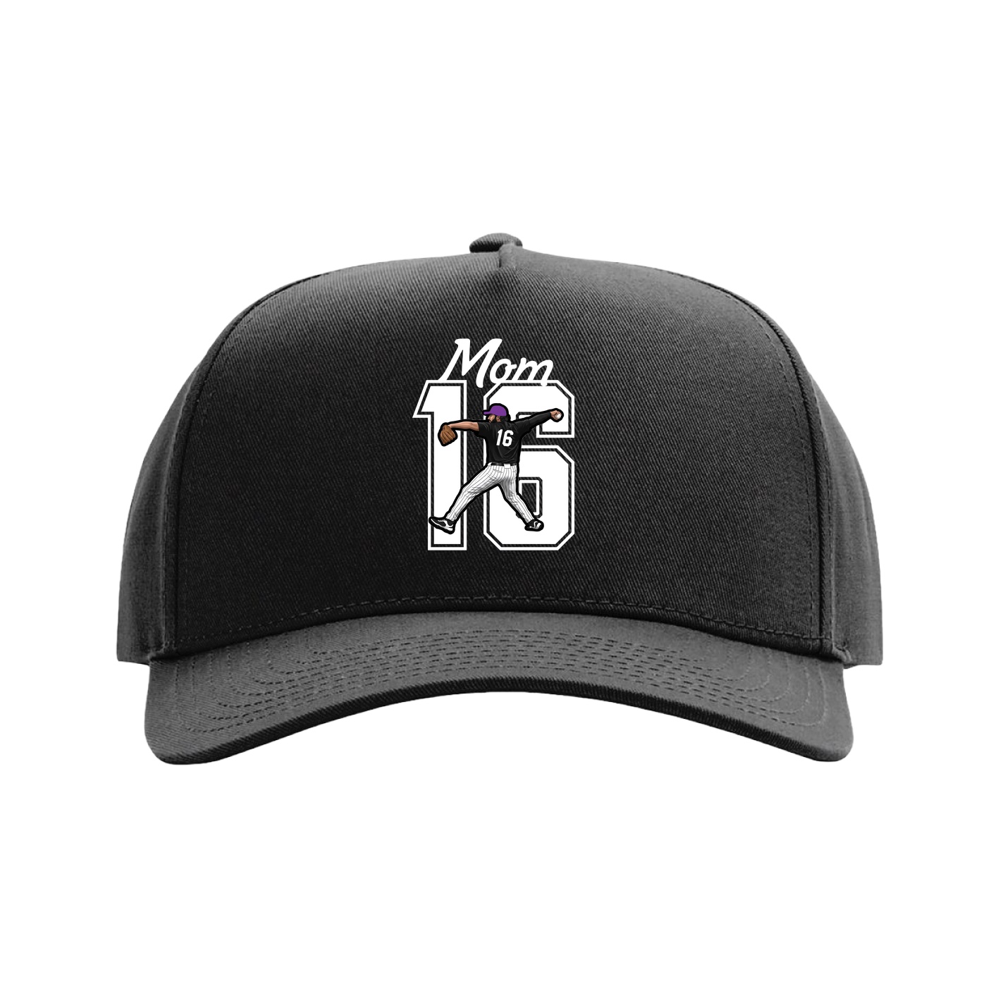Full Fabric Five-Panel Champ Cap — Mothers Day Shirsey in Black