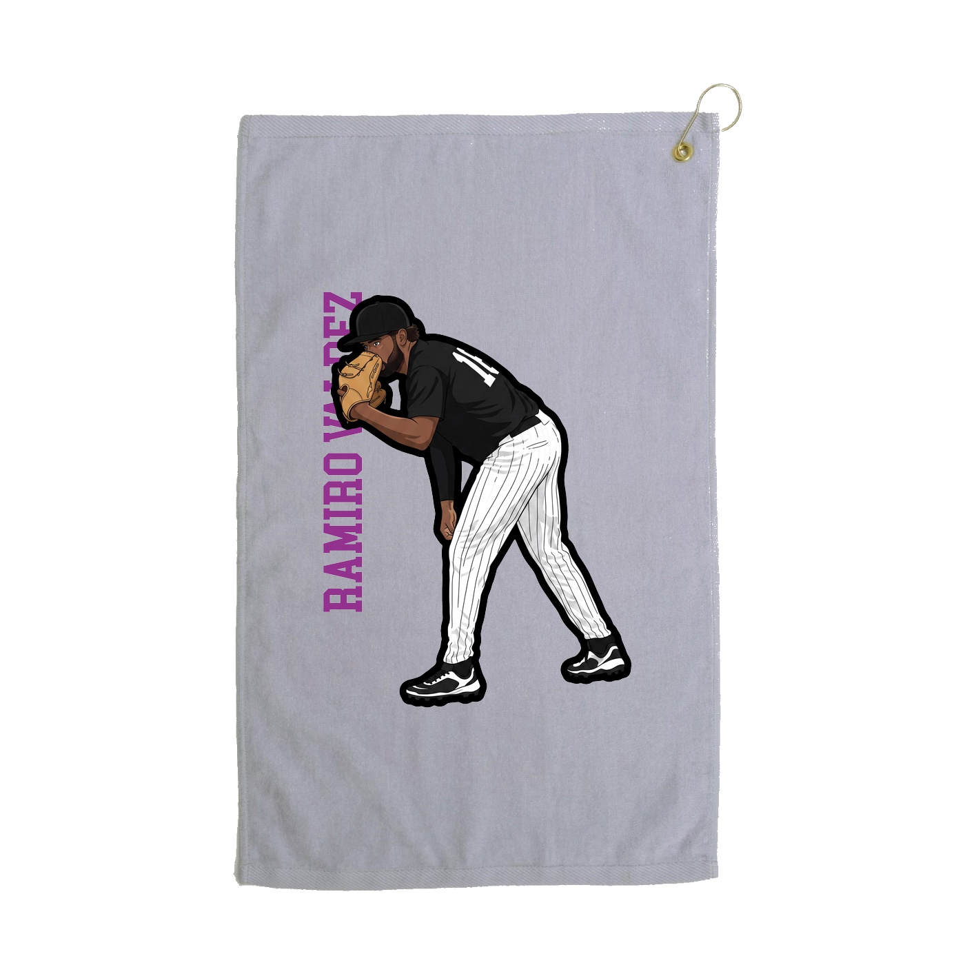 Golf Towel — Name Vertical in Grey