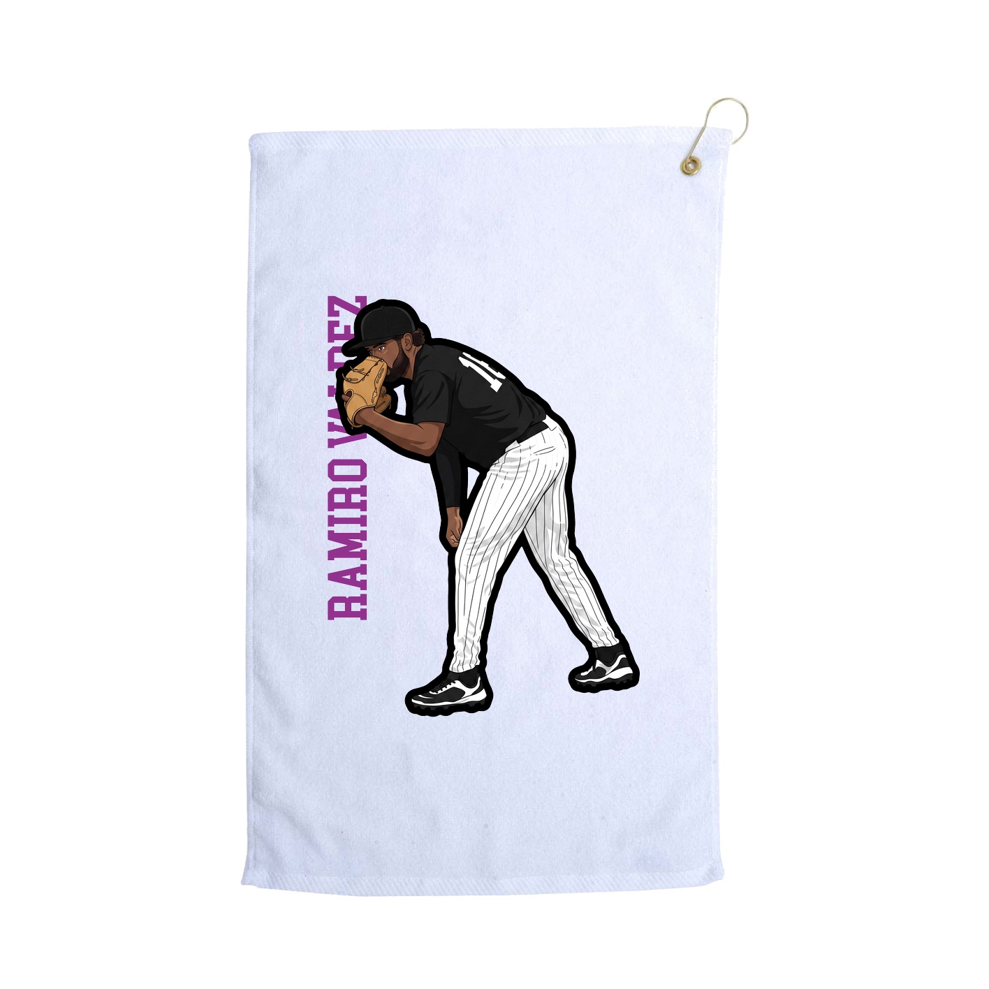 Golf Towel — Name Vertical in White