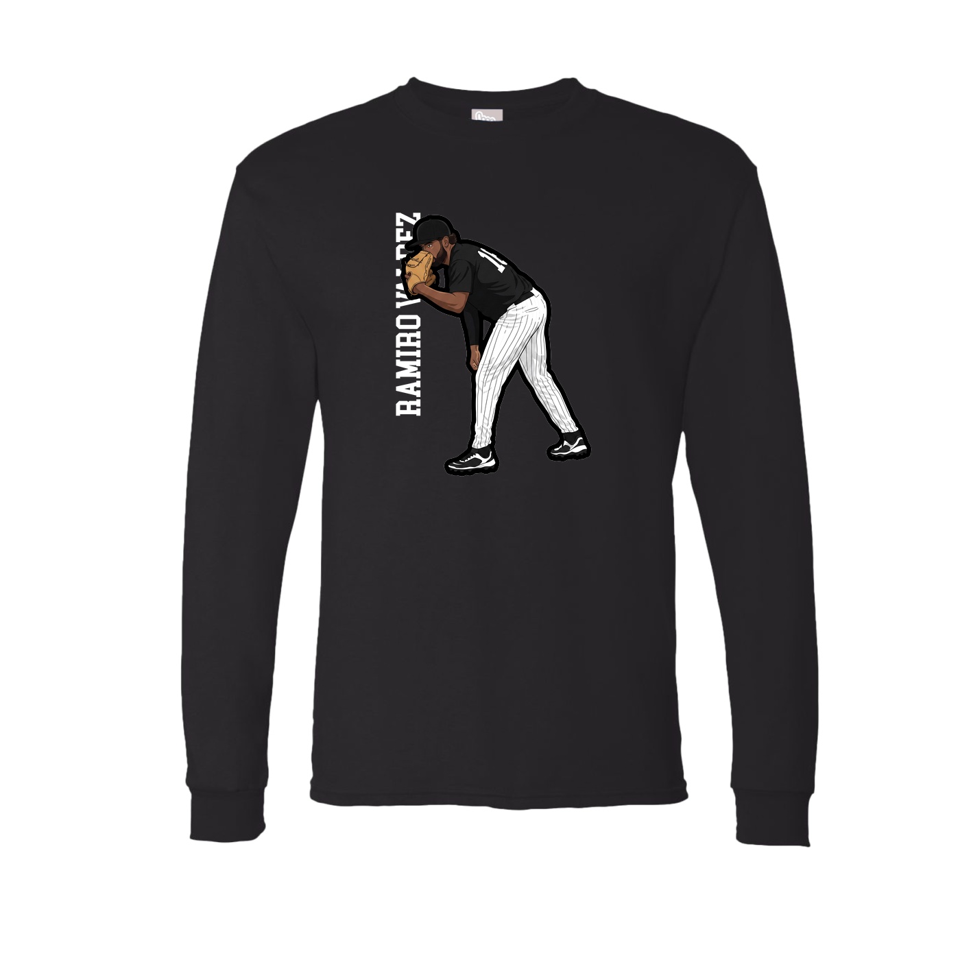 Long Sleeve Tee — Name Vertical in Black