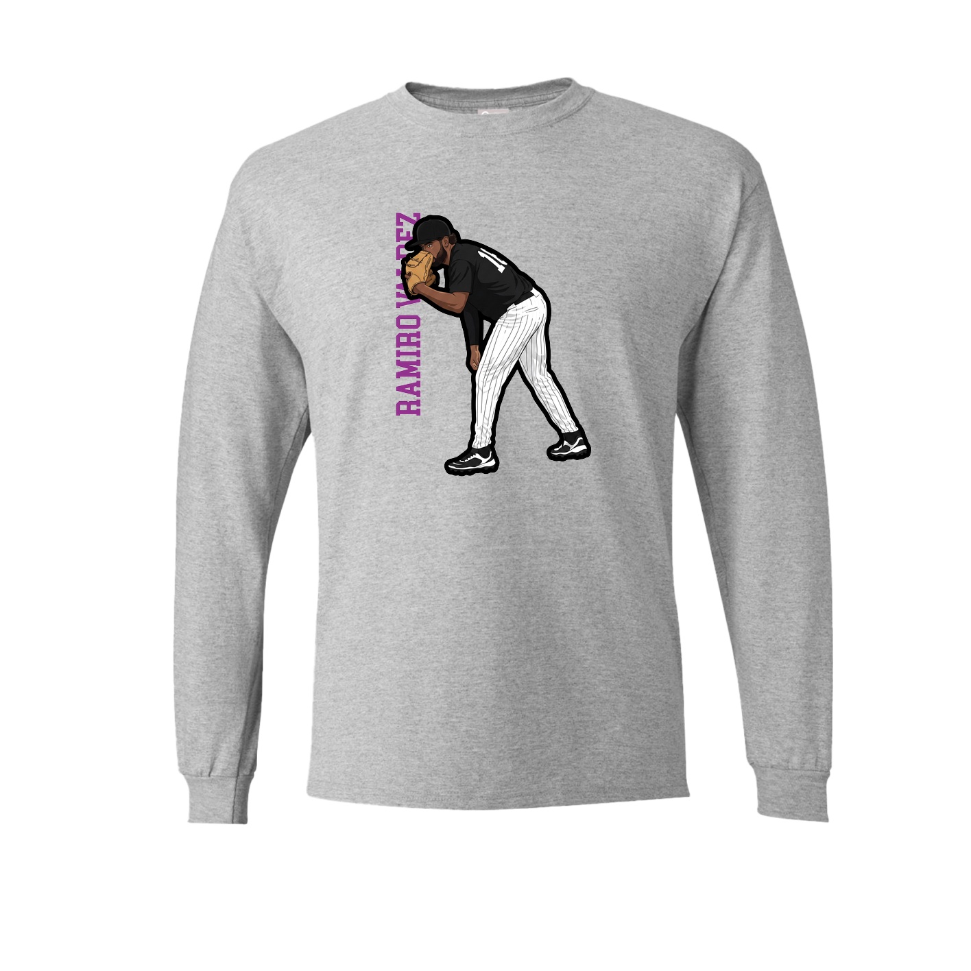 Long Sleeve Tee — Name Vertical in Grey
