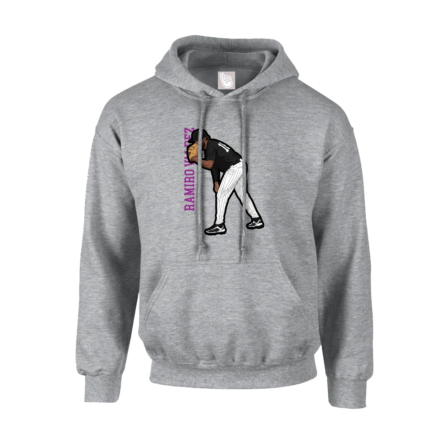 Youth Hoodie — Name Vertical in Grey