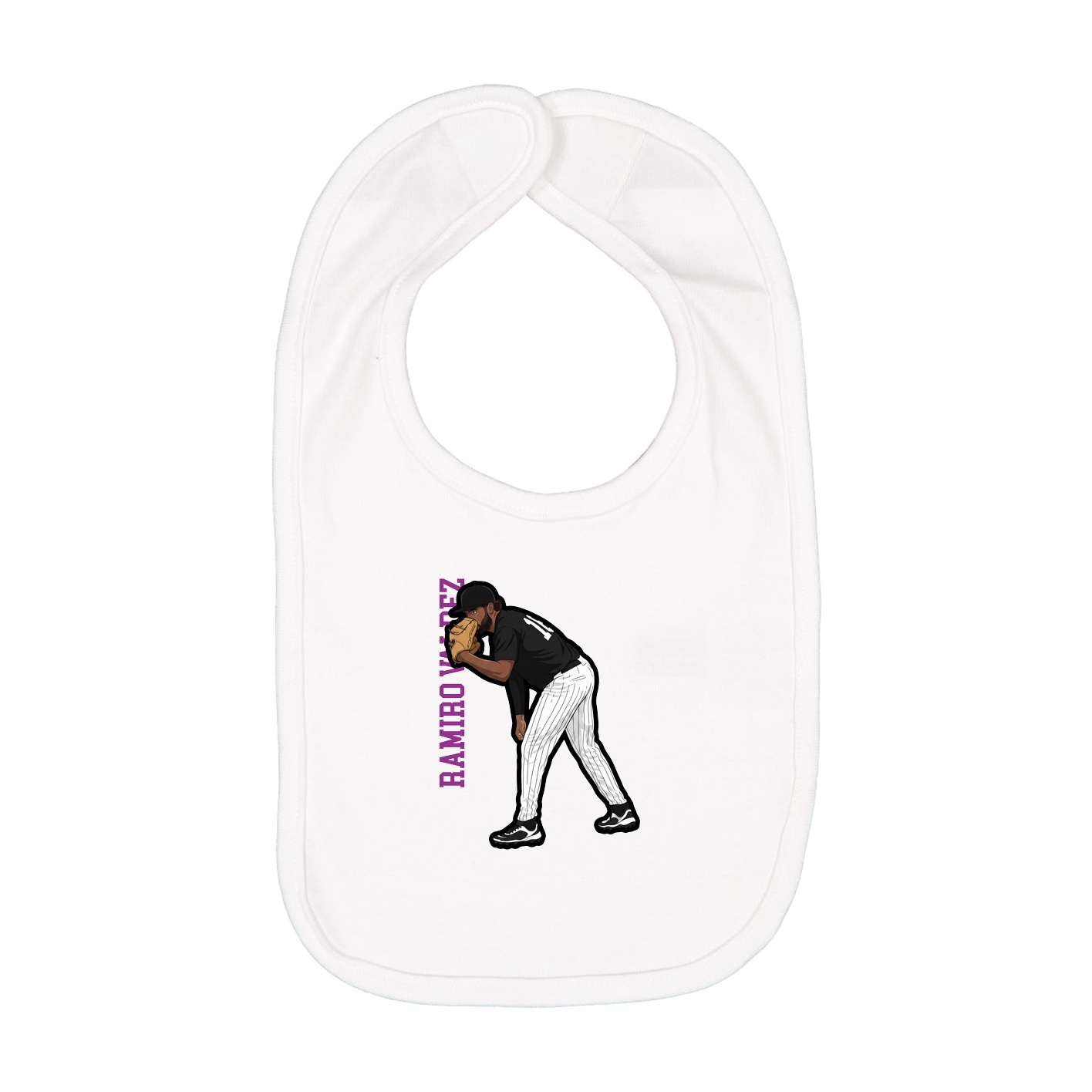 Infant Bib — Name Vertical in White