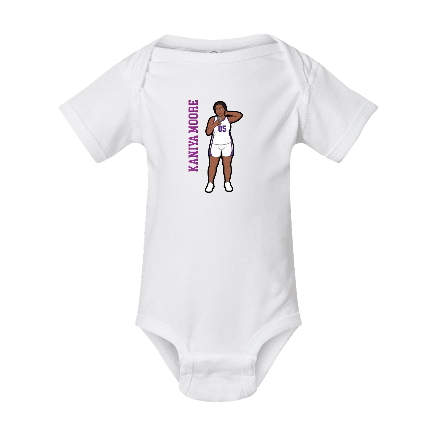 Baby Onesie — Name Vertical in White