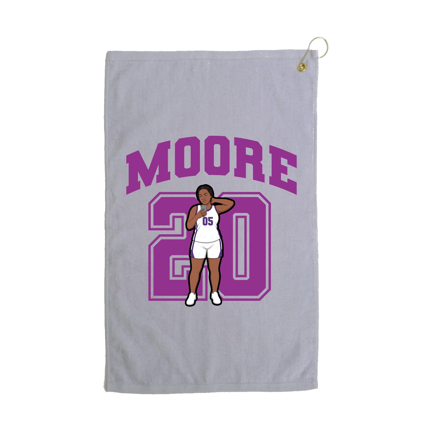 Golf Towel — Number in Grey