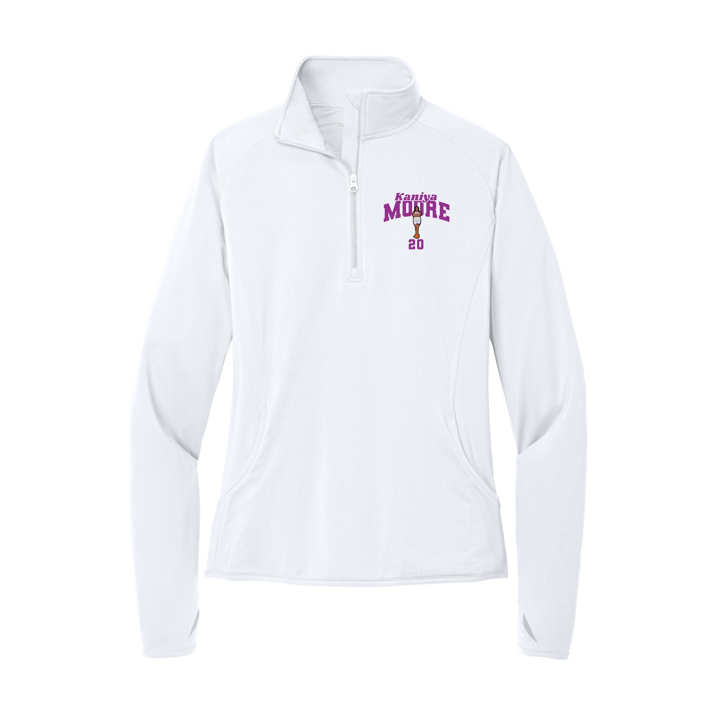 Women's Q-Zip Pullover — Signature Arch in White