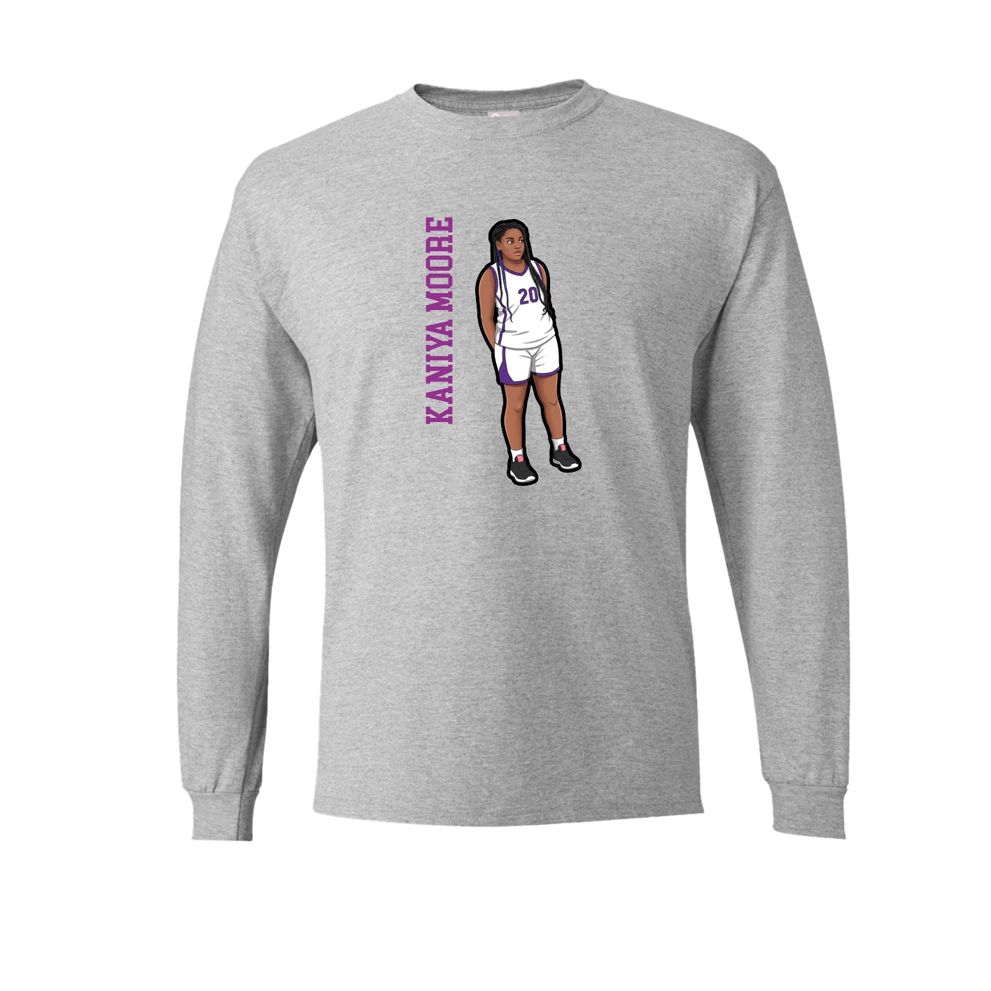 Long Sleeve Tee — Name Vertical in Grey