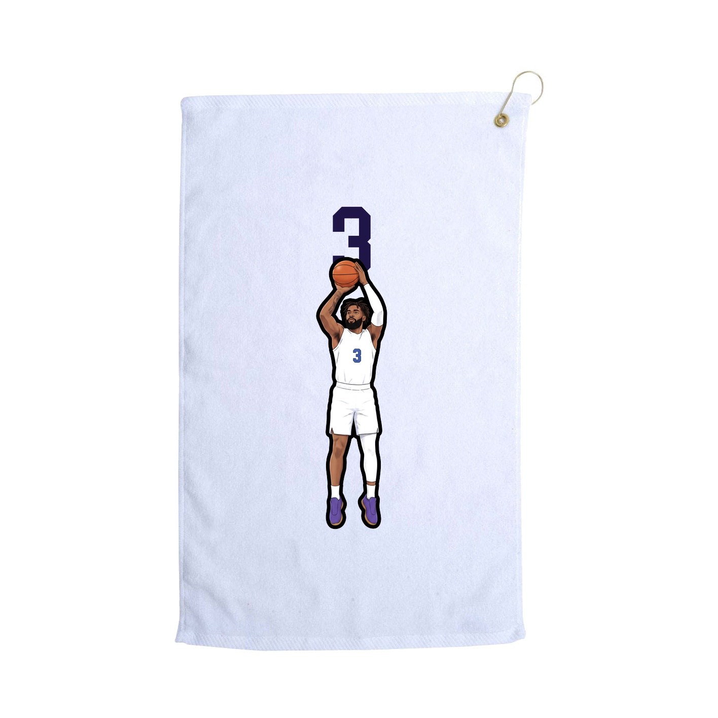 Golf Towel — Number Top in White