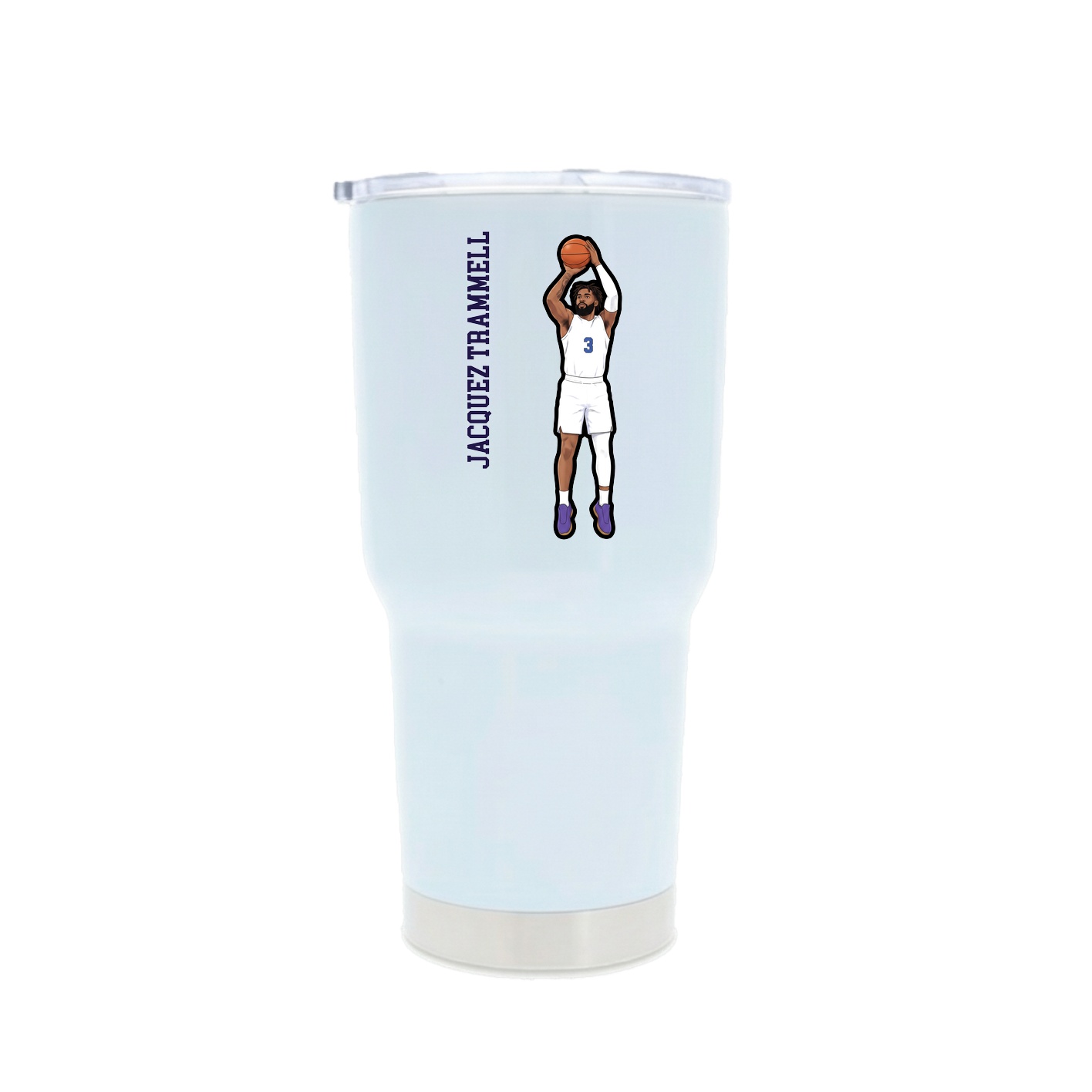 30oz Stainless Steel Tumbler — Name Vertical in White
