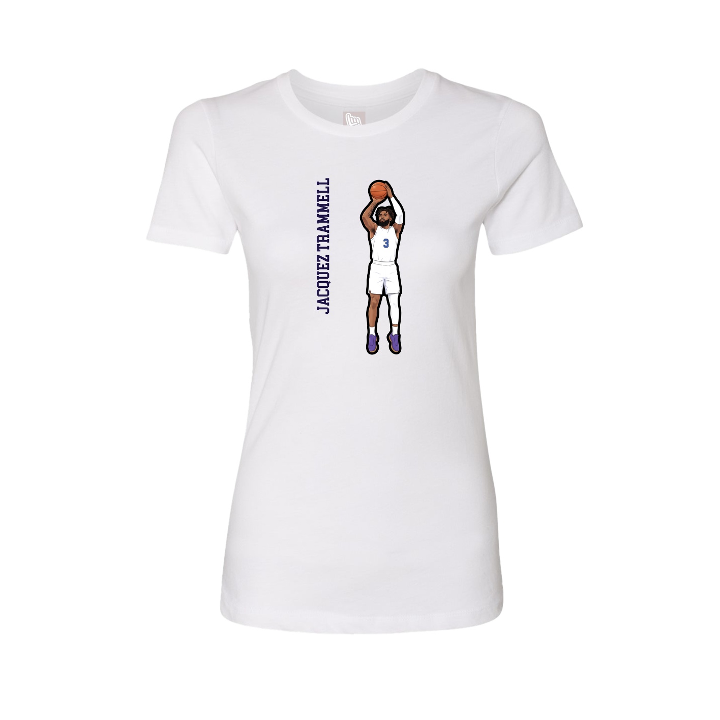 Fitted Women's Tee — Name Vertical in White